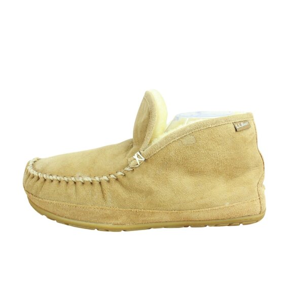 LL Bean Wicked Good Slippers Boot Moc Suede Brown Size 12 Wide - Picture 1 of 10